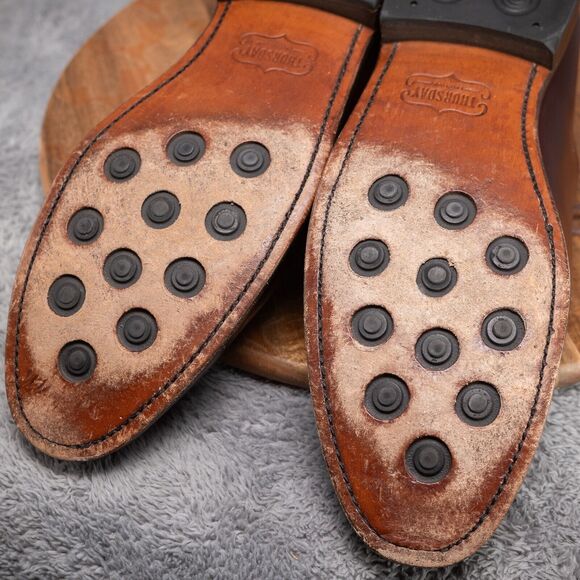 Thursday Everyday Men's Handcrafted Whole Cut Burgundy Leather Shoes, Size US 11 - Picture 9 of 10